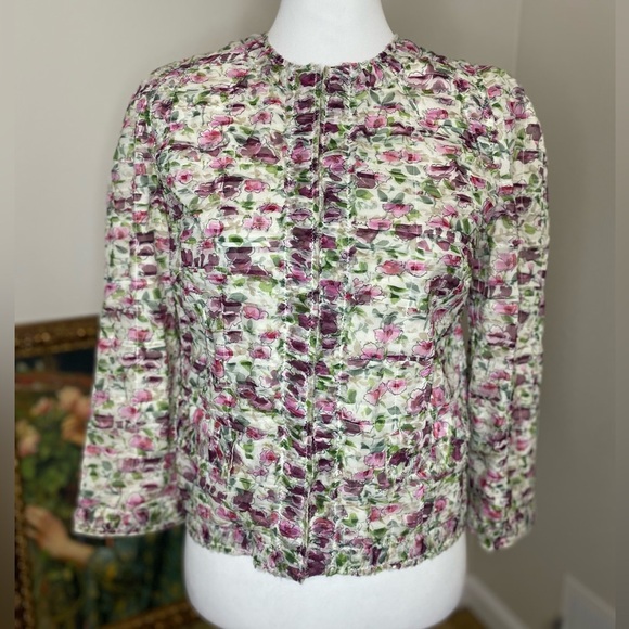 Dolce & Gabbana Silk Printed Rouged Floral Jacket Pink White sz 40 - Picture 2 of 12